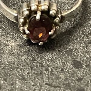 Elegant Silver and Red Gemstone Ring